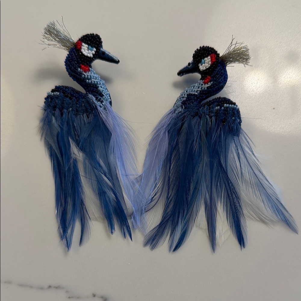 Mignonne Gavigan Blue Crane Earrings swan